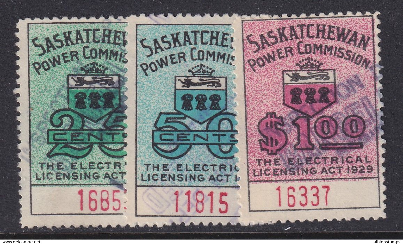 Canada Revenue (Saskatchewan), Van Dam SE9-SE11, Used - Fiscaux