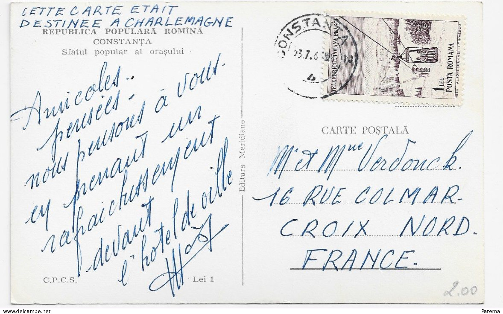 3831  Postal Constanta 1964, Rumania, Romana - Brieven En Documenten
