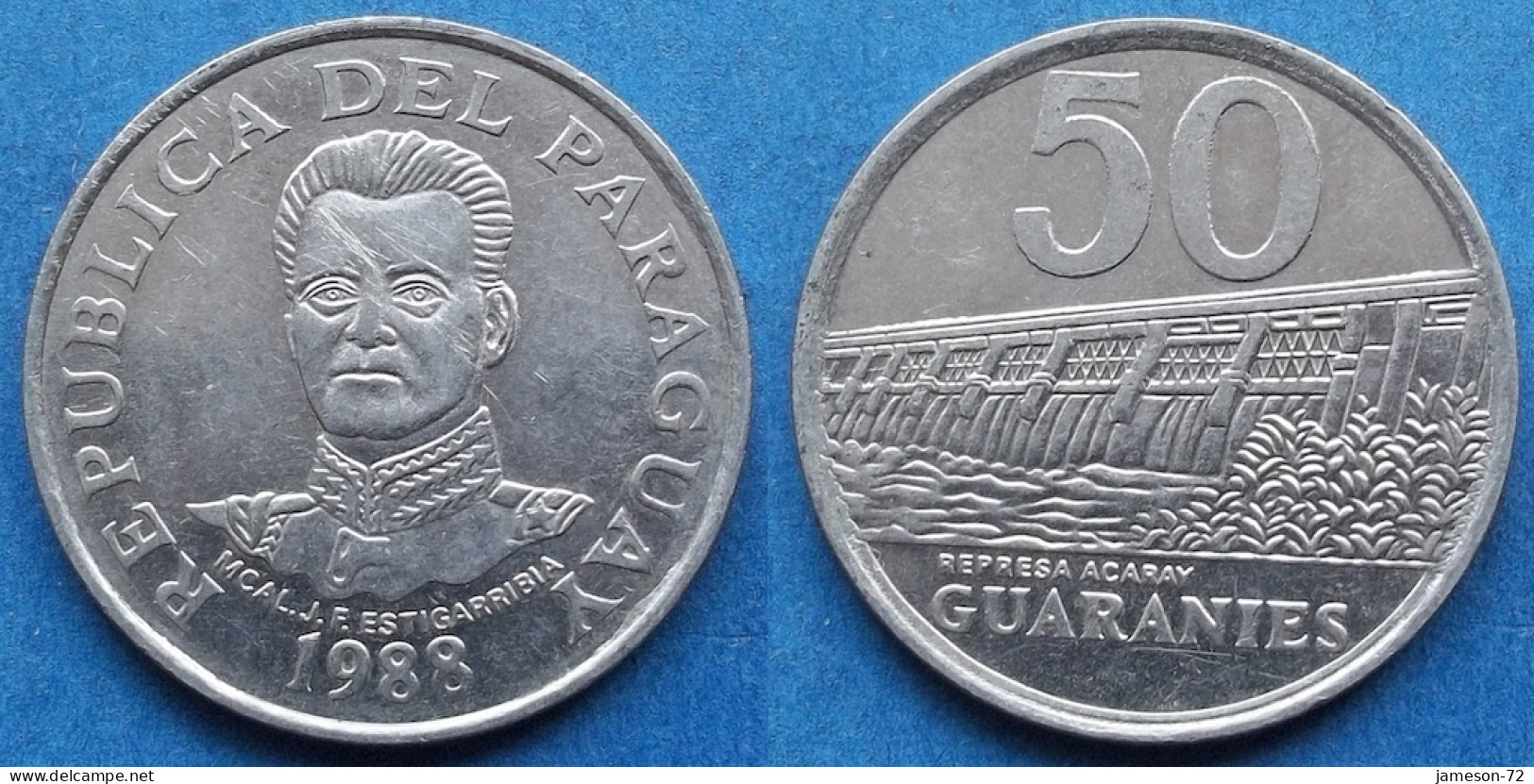 PARAGUAY - 50 Guaranies 1988 "Acaray River Dam" KM# 169 Monetary Reform (1944) - Edelweiss Coins - Paraguay