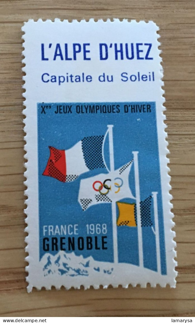 1968 L'Alpe D'Huez Capitale Soleil Xe Jeux Olympiques Grenoble Vignette* Erinnophilie,Timbre,stamp,Sticker-Bollo-Vineta - Sport