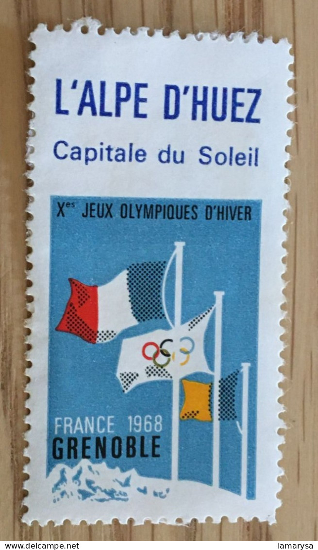 1968 L'Alpe D'Huez Capitale Soleil Xe Jeux Olympiques Grenoble Vignette* Erinnophilie,Timbre,stamp,Sticker-Bollo-Vineta - Deportes