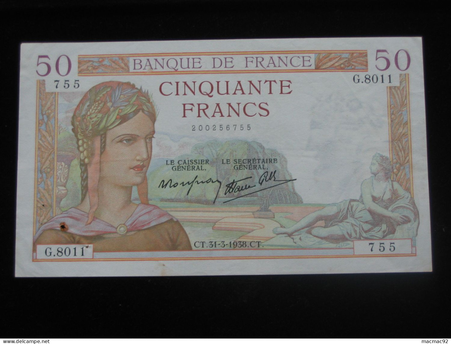 50 Cinquante Francs CERES 31-3-1938   **** EN ACHAT IMMEDIAT **** - 50 F 1934-1940 ''Cérès''