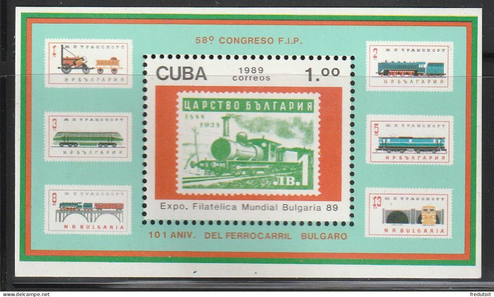 CUBA - BLOC N°114 ** (1989) Locomotives - Blocchi & Foglietti