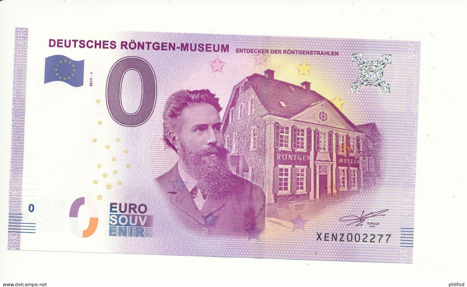 Billet Souvenir - 0 Euro - XENZ - 2017-1 - DEUTSCHES RÖNTGEN-MUSEUM ENTDECKER DER RÖNTGENSTRAHLEN - N° 2277 - Kilowaar - Bankbiljetten