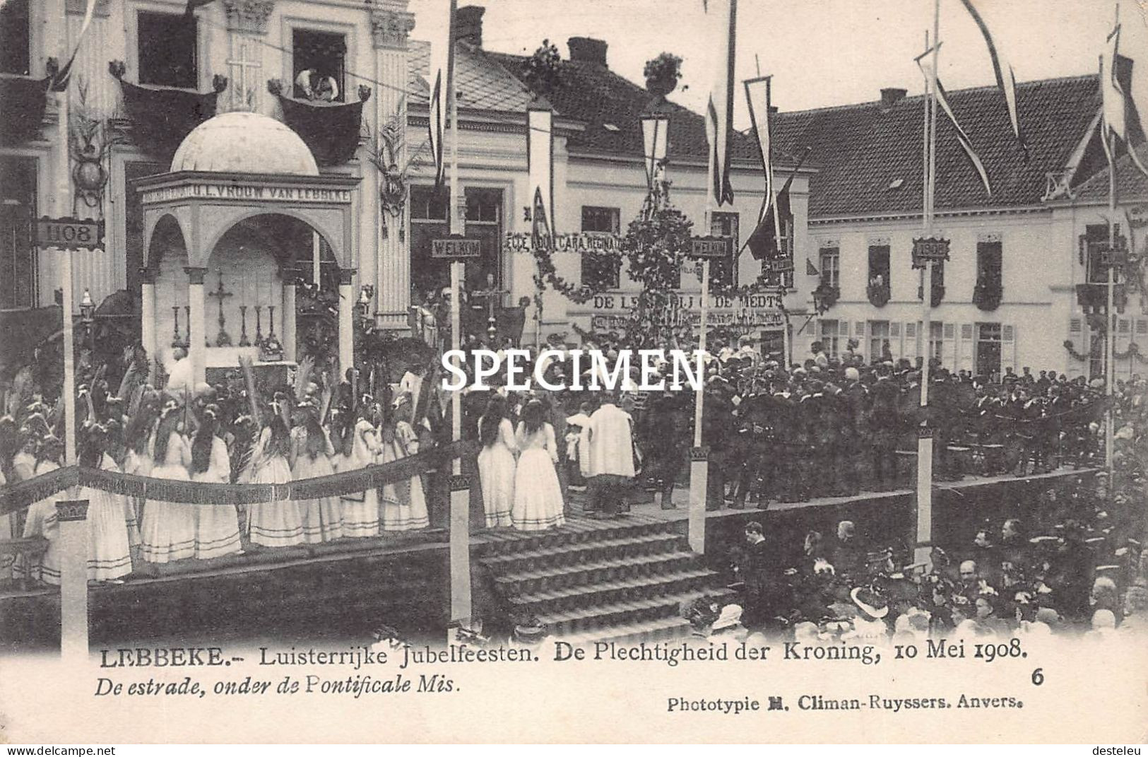 De Estrade Onder De Pontificale Mis - Luisterrijke Jubelfeesten  1908 - Lebbeke - Lebbeke