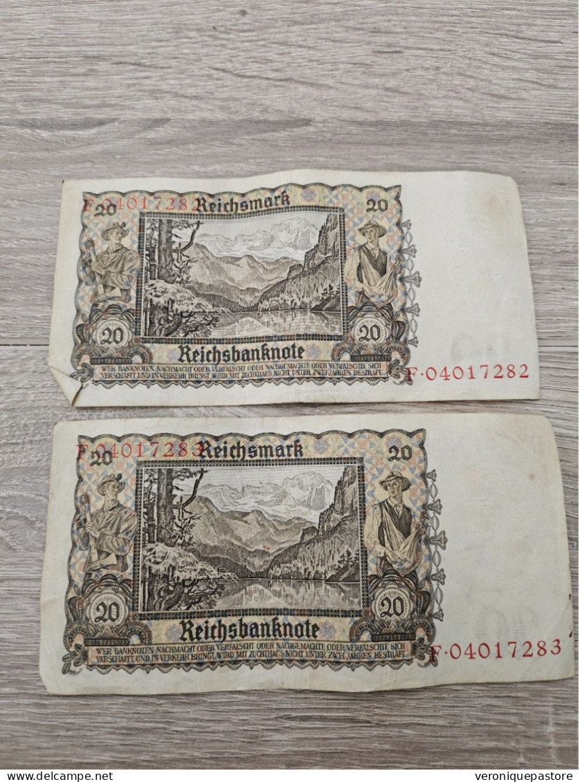 Lot Billets Allemands 20 Marks - 20 Reichsmark