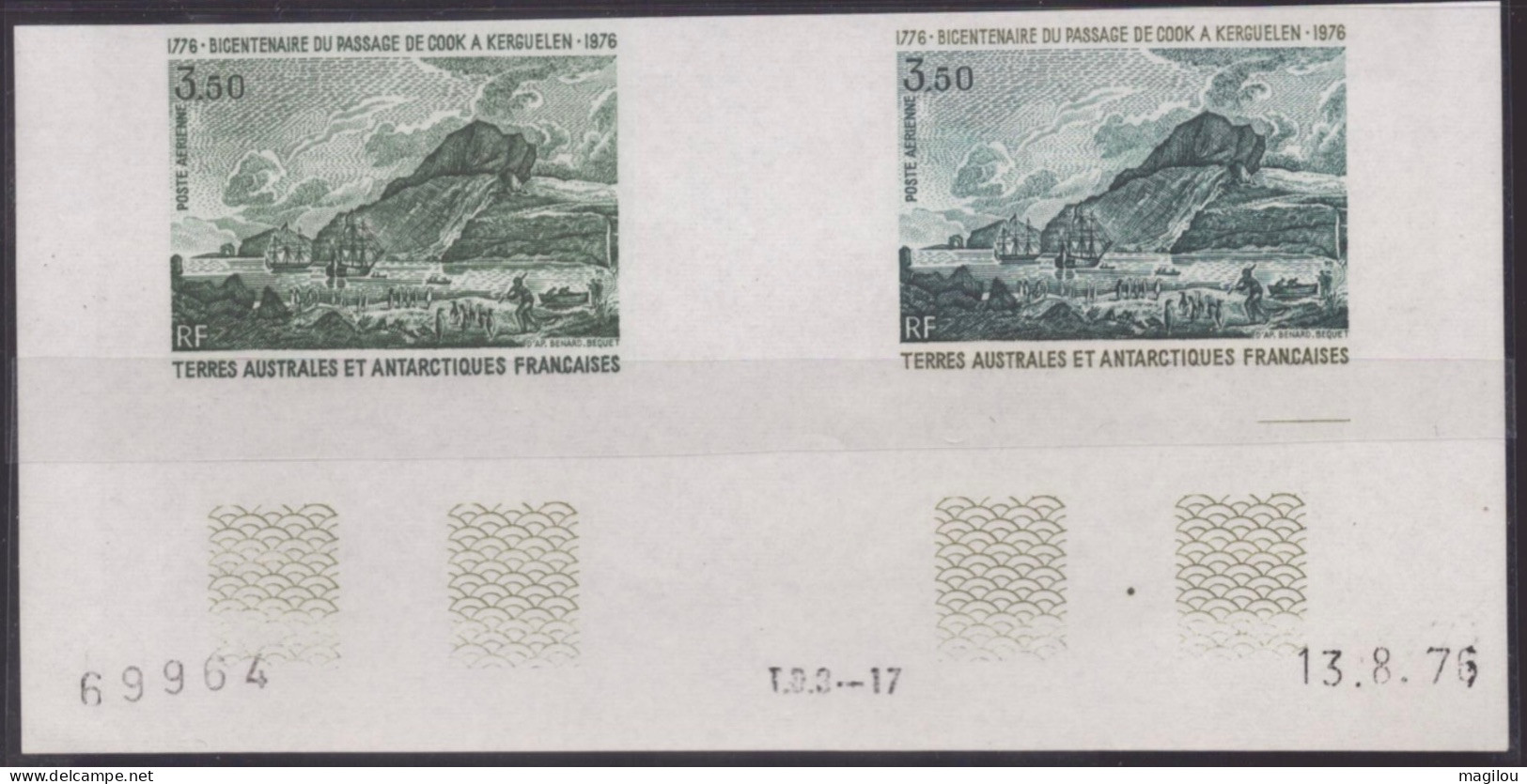 2 Essai De Couleur Dont 1 Multicolore Taaf/fsat Passage Cook Kerguelen  Yvert PA 47 MNH ** - Imperforates, Proofs & Errors