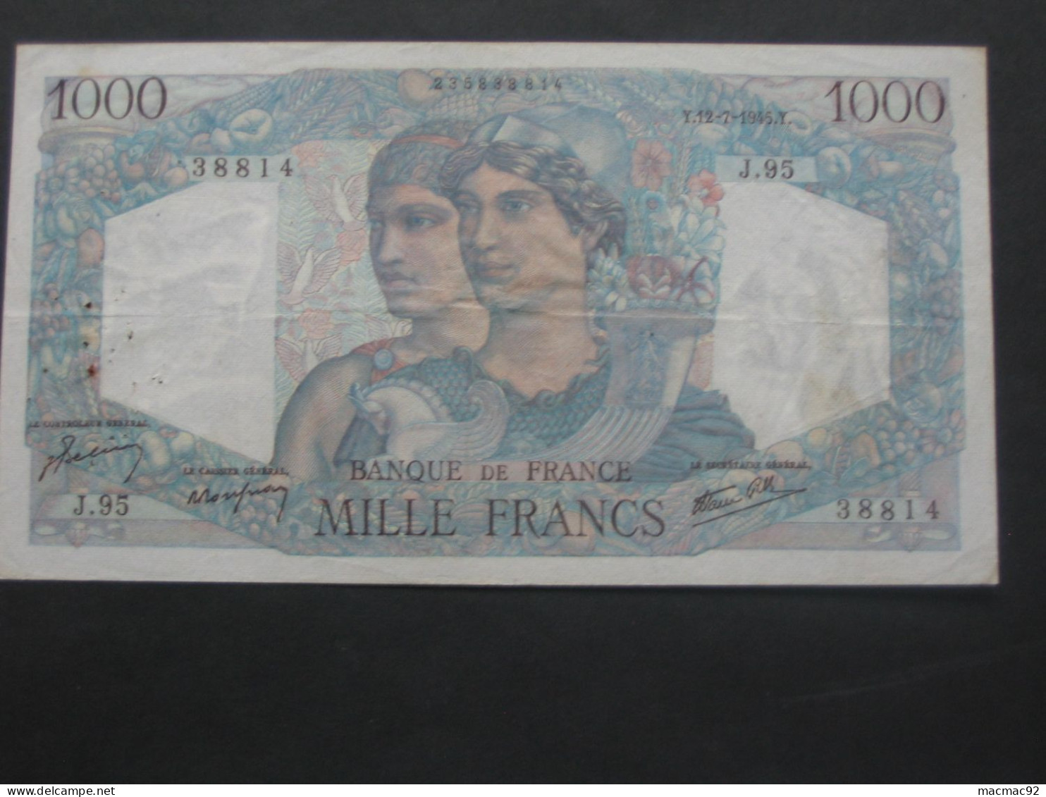 1000 Mille Francs MINERVE ET HERCULE 12-7-1945  **** EN ACHAT IMMEDIAT **** - 1 000 F 1945-1950 ''Minerve Et Hercule''