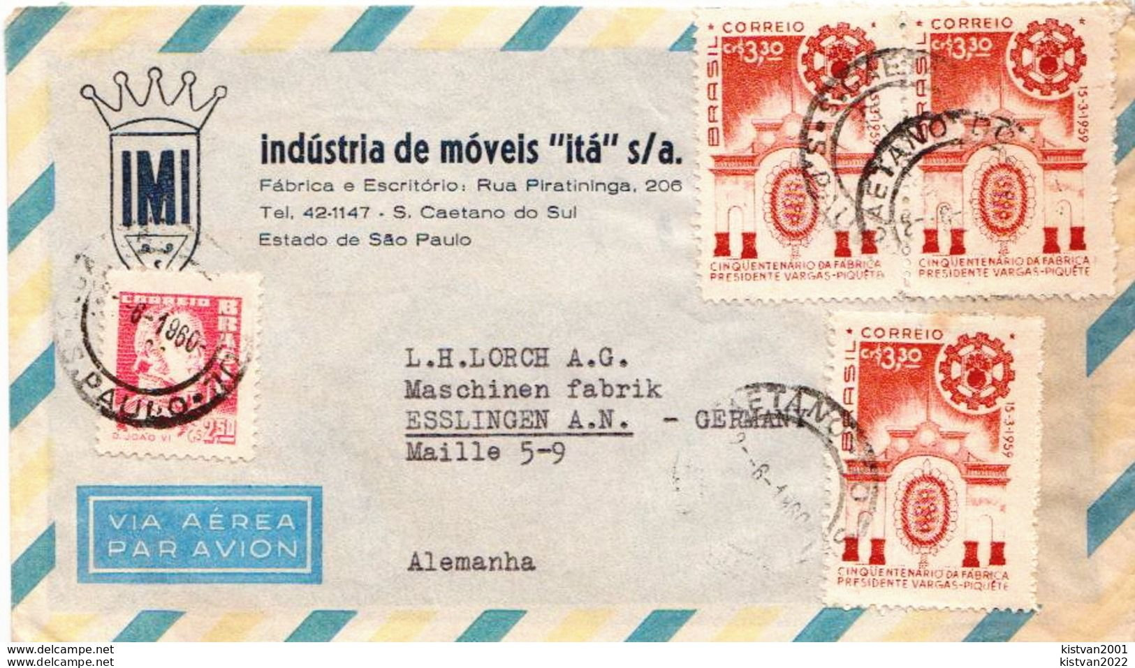 Postal History Cover: Brazil Stamps On Cover With Furniture Ad - Lettres & Documents