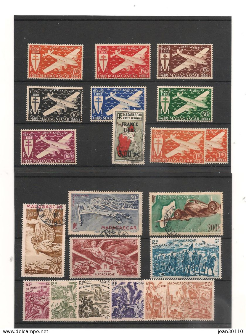 MADAGASCAR ANNÉES 1941/49 LOT DE TIMBRES Cote : 100 €+ - Luchtpost