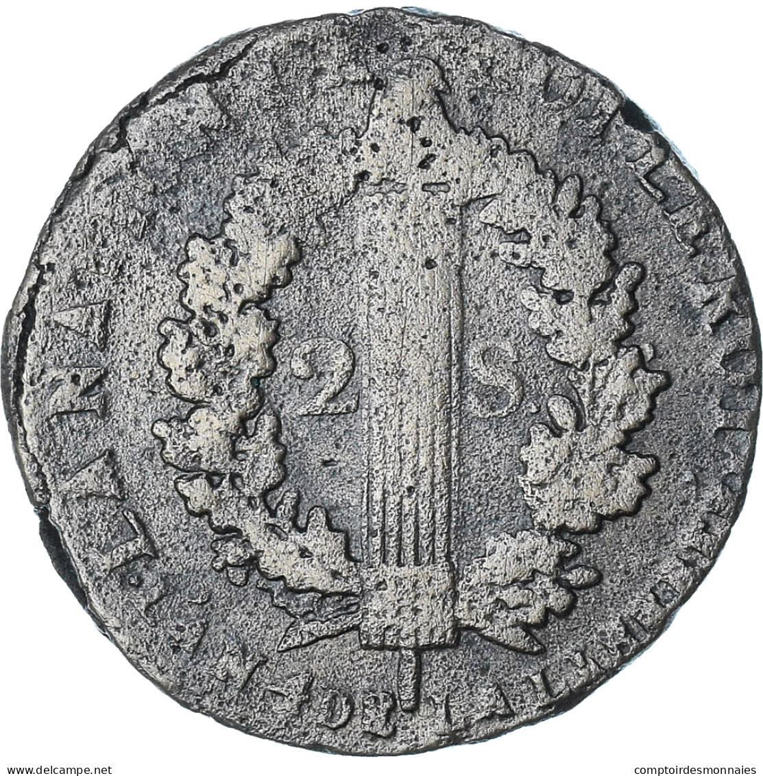 France, Louis XVI, 2 Sols François, 1792 / AN 4, Rouen, B+, Métal De Cloche - Other & Unclassified