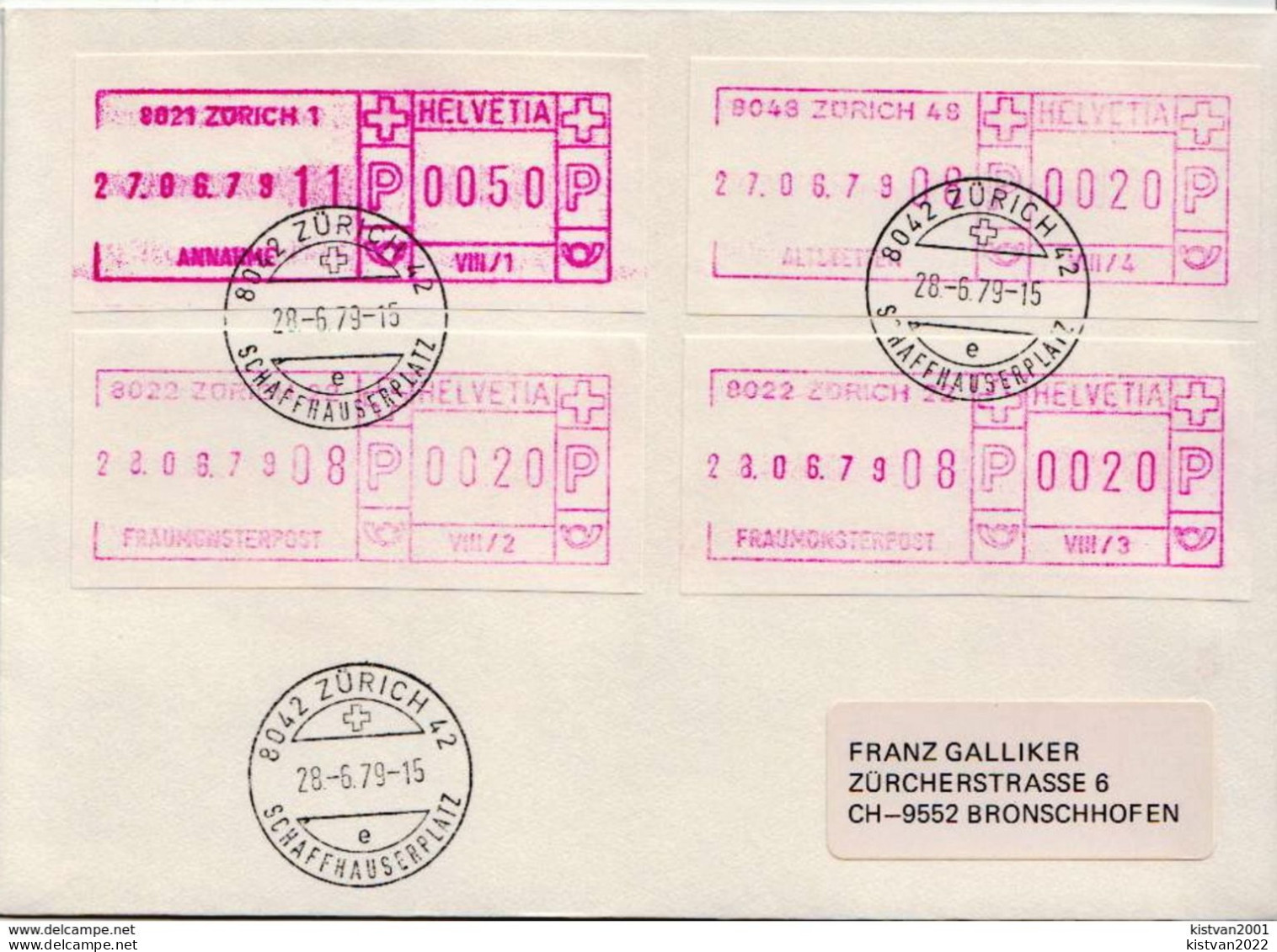 Postal History: Switzerland Cover With Automat Stamps - Automatic Stamps