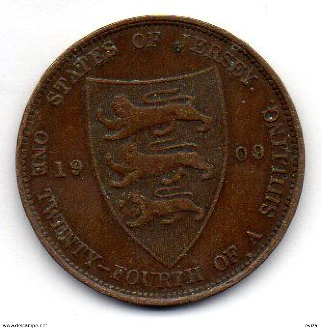 JERSEY, 1/24 Shilling, Bronze, Year 1909, KM # 9 - Jersey