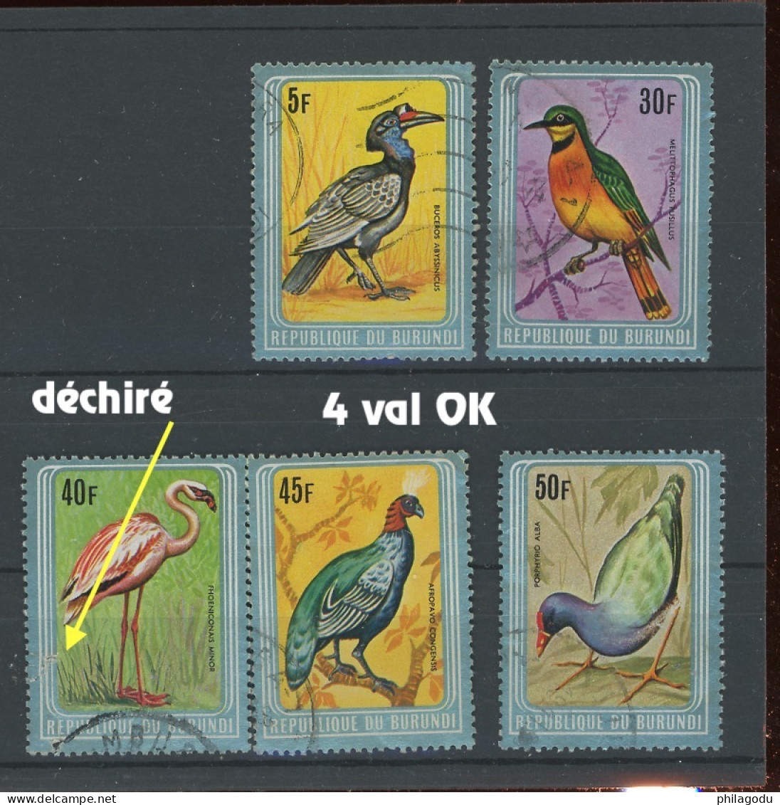 1980 ?  Oiseaux Avec Cadre Vert.  4 Val Ø - Gebruikt