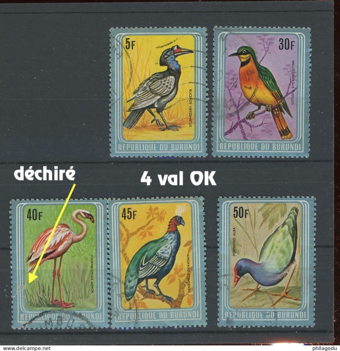 1980 ?  Oiseaux Avec Cadre Vert.  4 Val Ø - Oblitérés