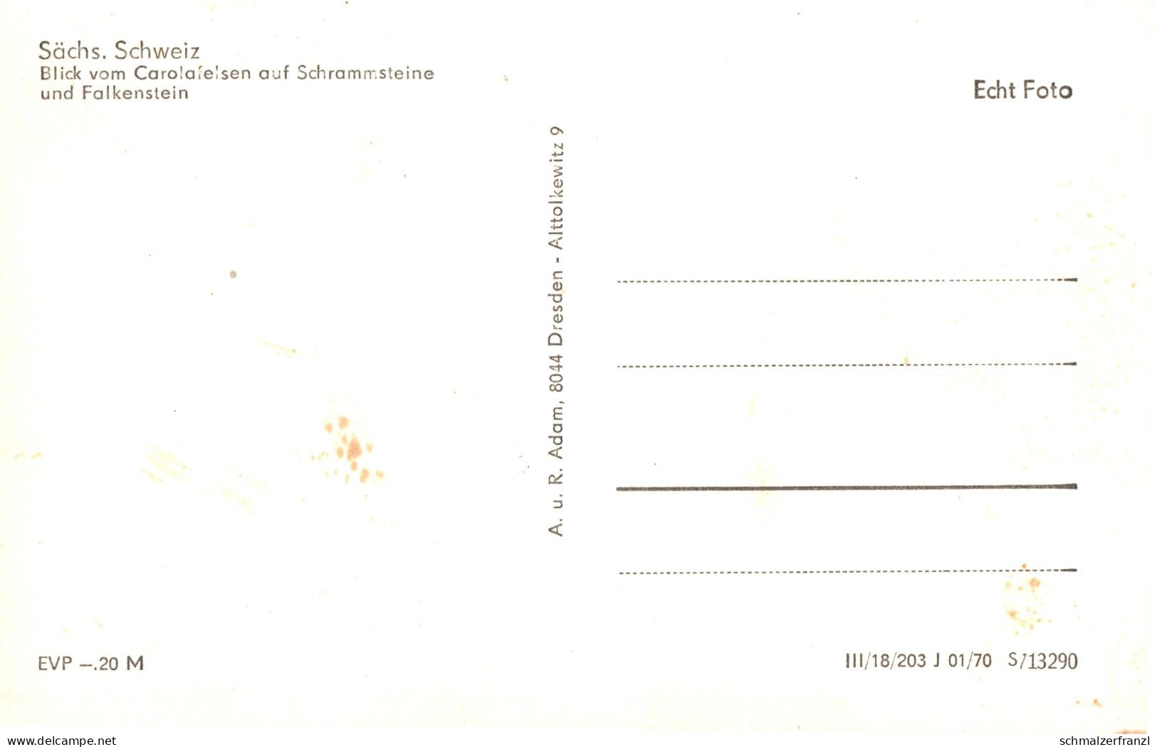 AK Blick Carolafelsen A Falkenstein Fels Schrammsteine Kirnitzschtal Bad Schandau Hinterhermsdorf Sächsische Schweiz DDR - Kirnitzschtal