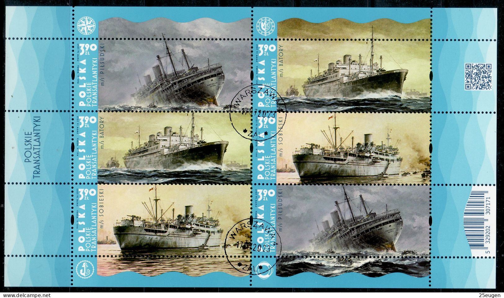 POLAND 2023  Polish Transatlantic Ships  MS USED - Used Stamps