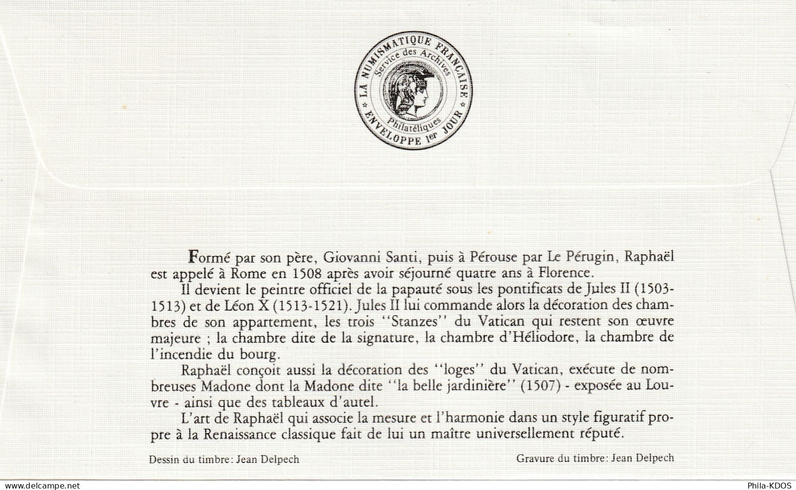 " RAPHALE / NU " Sur Enveloppe 1er Jour De 1983. Ed° LNF N° YT 2264. Parfait état. FDC à Saisir !!! - Desnudos