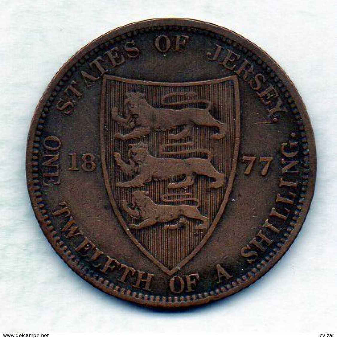 JERSEY, 1/12 Shilling, Bronze, Year 1877, KM # 8 - Jersey