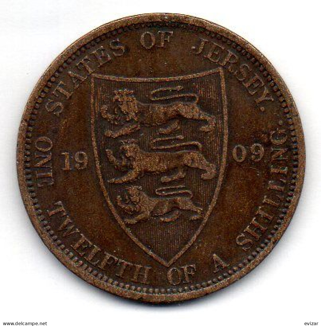 JERSEY, 1/12 Shilling, Bronze, Year 1909, KM # 10 - Jersey