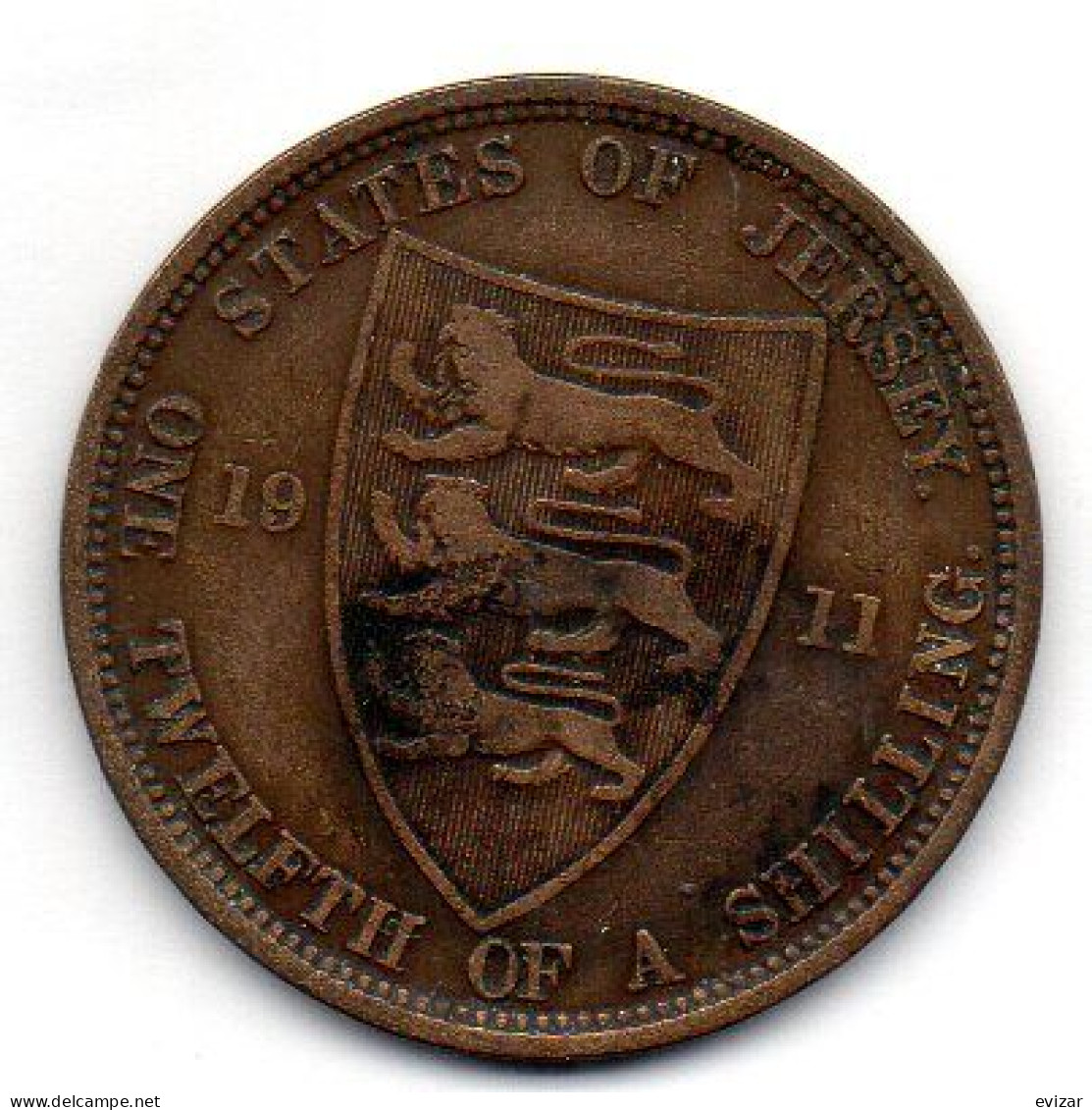 JERSEY, 1/12 Shilling, Bronze, Year 1911, KM # 12 - Jersey