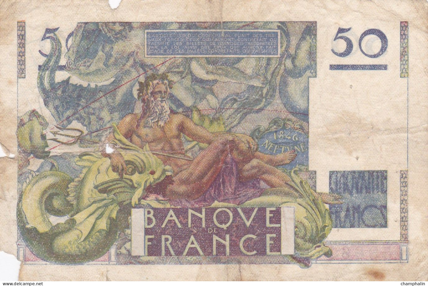 France - Billet De 50 Francs Type Le Verrier - 2 Octobre 1947 - 50 F 1946-1951 ''Le Verrier''