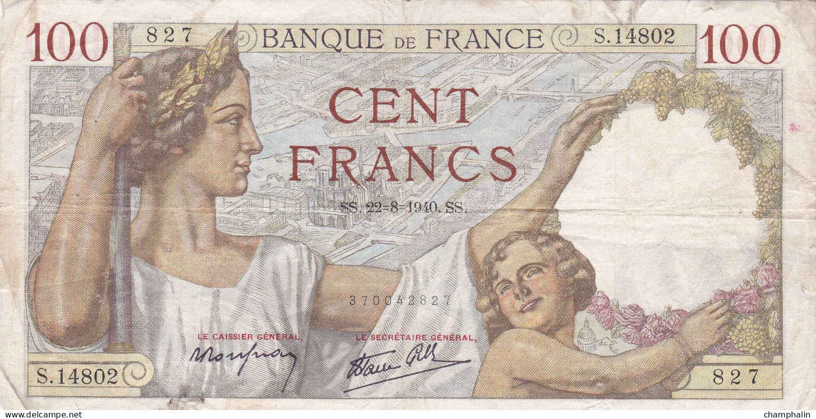 France - Billet De 100 Francs Type Sully - 22 Août 1940 - 100 F 1939-1942 ''Sully''