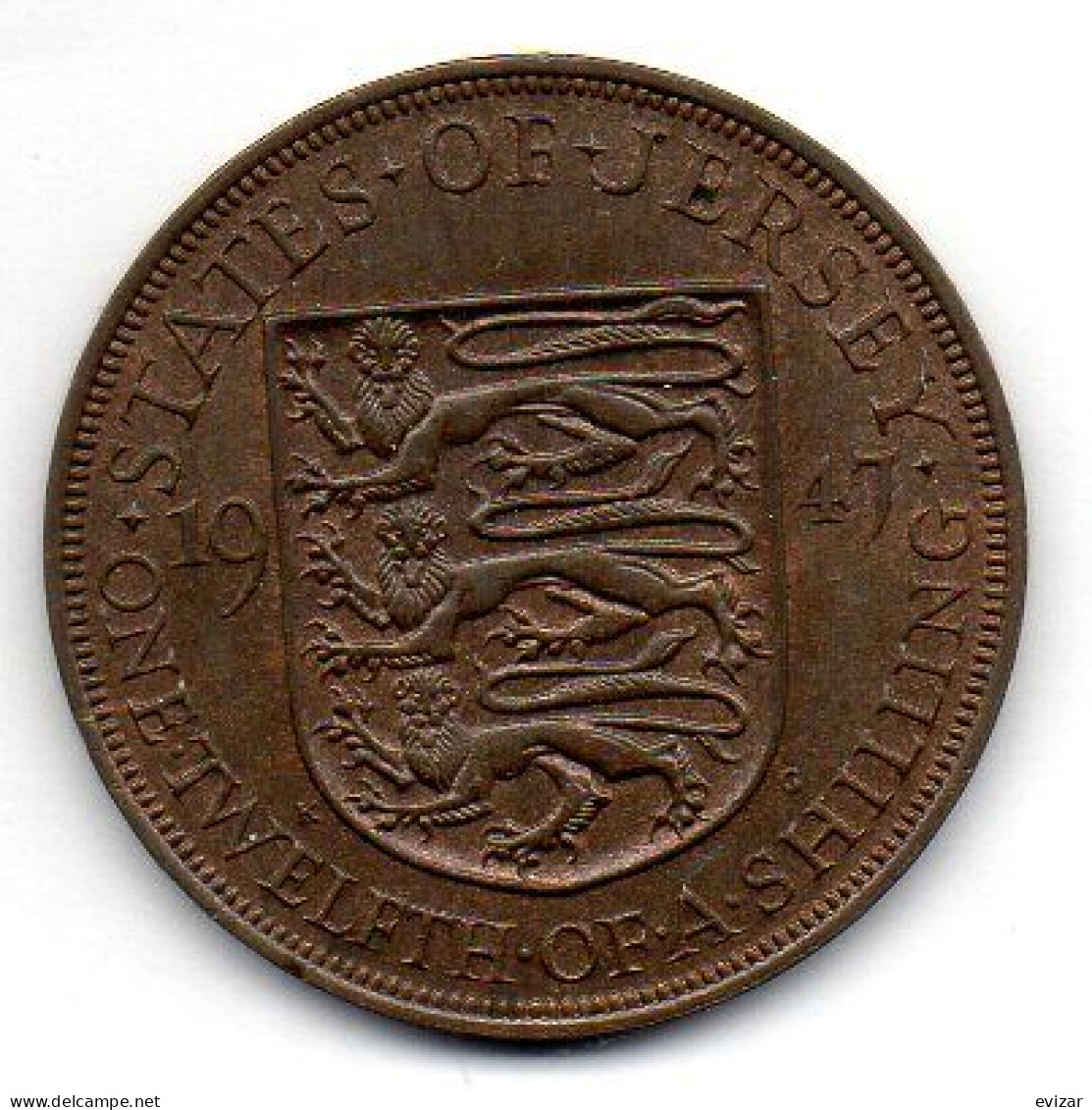 JERSEY, 1/12 Shilling, Bronze, Year 1947, KM # 18 - Jersey