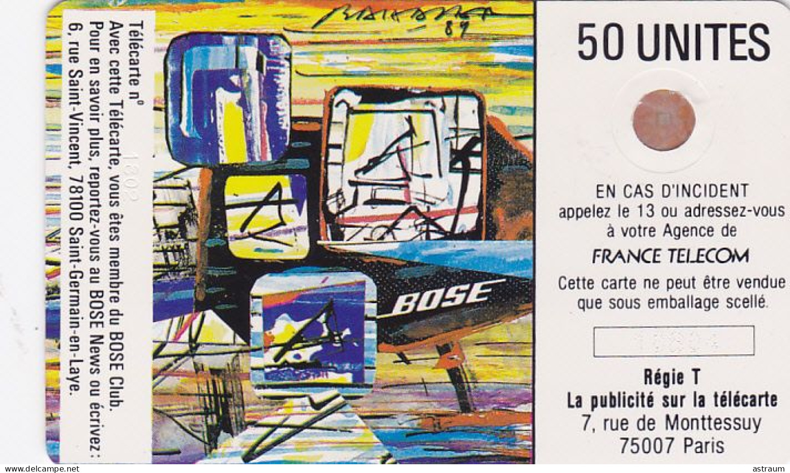 Telecarte Privée D75 NEUVE  - Bose Baltazar 2000 Ex - Sc4ob - 50 Un - 1989 -N° 10804 IMPACTS - Privées