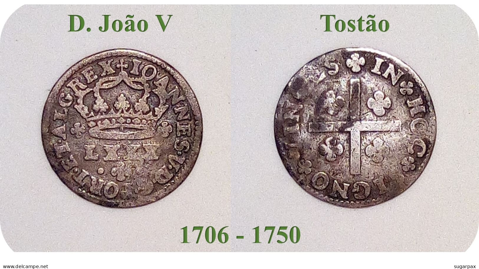 D. João V - Tostão - N/D ( 1706 - 1750 ) - KM # 177 - SILVER ( Ag 916,6 ) - A.G. 61.01 - Monarquia Portugal - Portugal