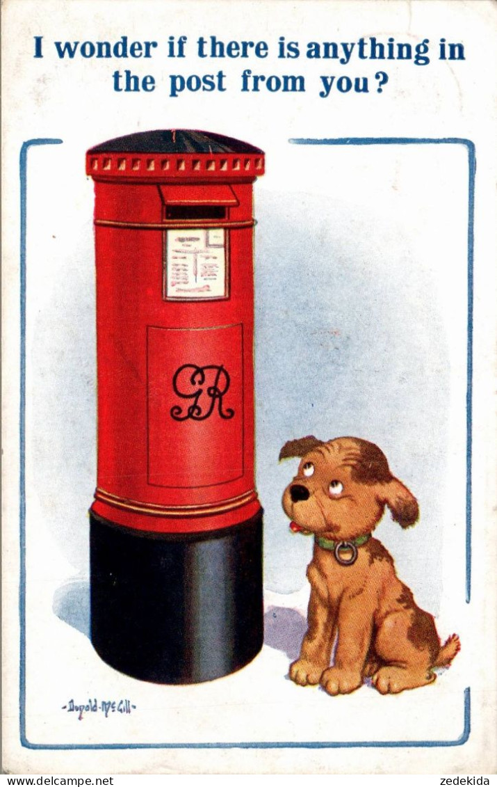 G7734 - Donald McGill Little Dog Posting In Red Letter Box - Wills, John