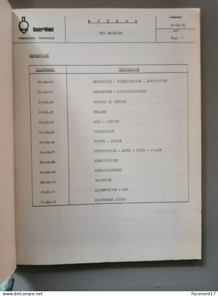 Documentaire Technique Formation Berliet 4 volumes 1977