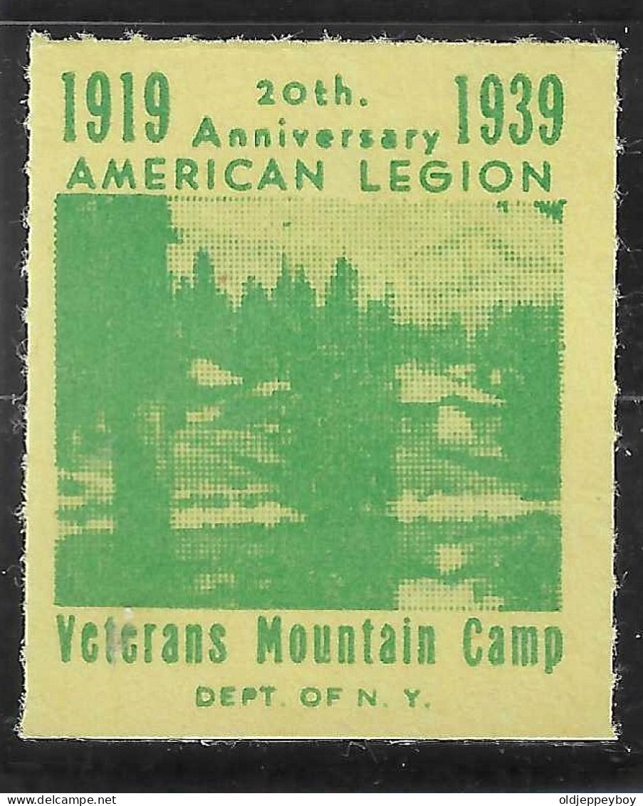 1919 - 1939 VIGNETTE USA CINDERELLA 20TH ANNIVERSARY OF THE AMERICAN LEGION VETERANS MOUNTAIN CAMP NEY YORK - Erinnofilia