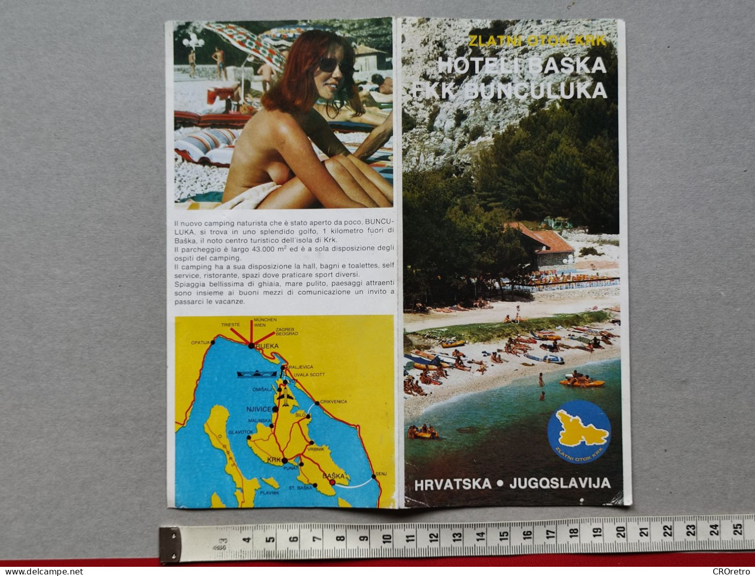 FKK Bunculuka - Baška / Krk Croatia (ex Yugoslavia), Vintage Tourism Brochure, Nudism, Naturisme - Tourism Brochures