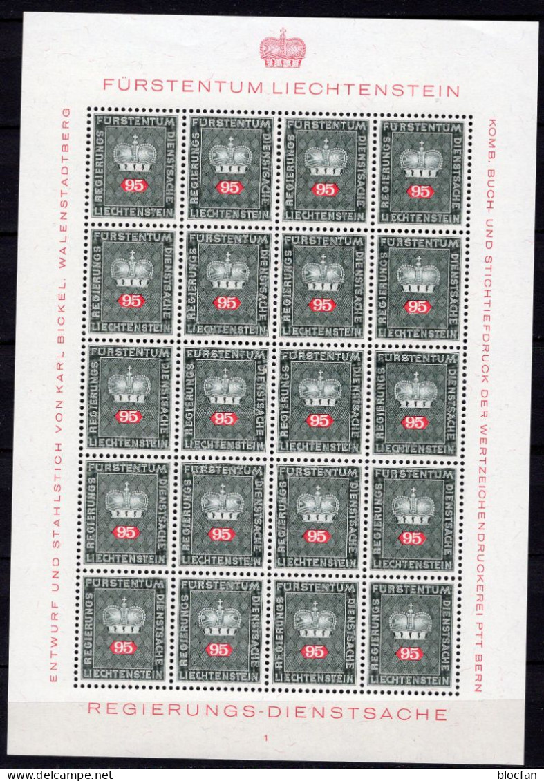 Dienstmarke 1969 Liechtenstein D 53 20-KB ** 24€ Regierung FL Wappen/Krone Hoja Bloque Royal M/s Sheetlet Bf Fürstentum - Service