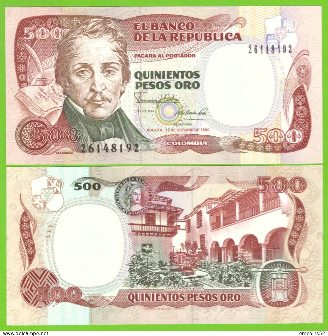 COLOMBIA 500 PESOS 1990  P-431  UNC - Kolumbien