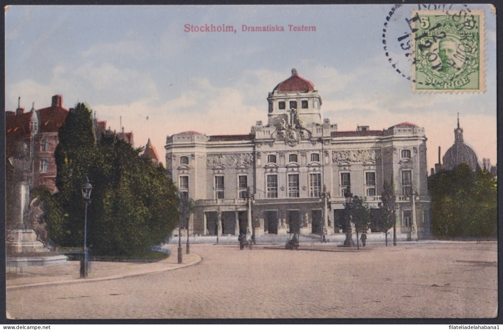 F-EX45873 SWEDEN SUEDE SVERIGE 1914 POSTCARD STOCKHOLM THEATRE BILBAO SPAIN.  - Autres & Non Classés