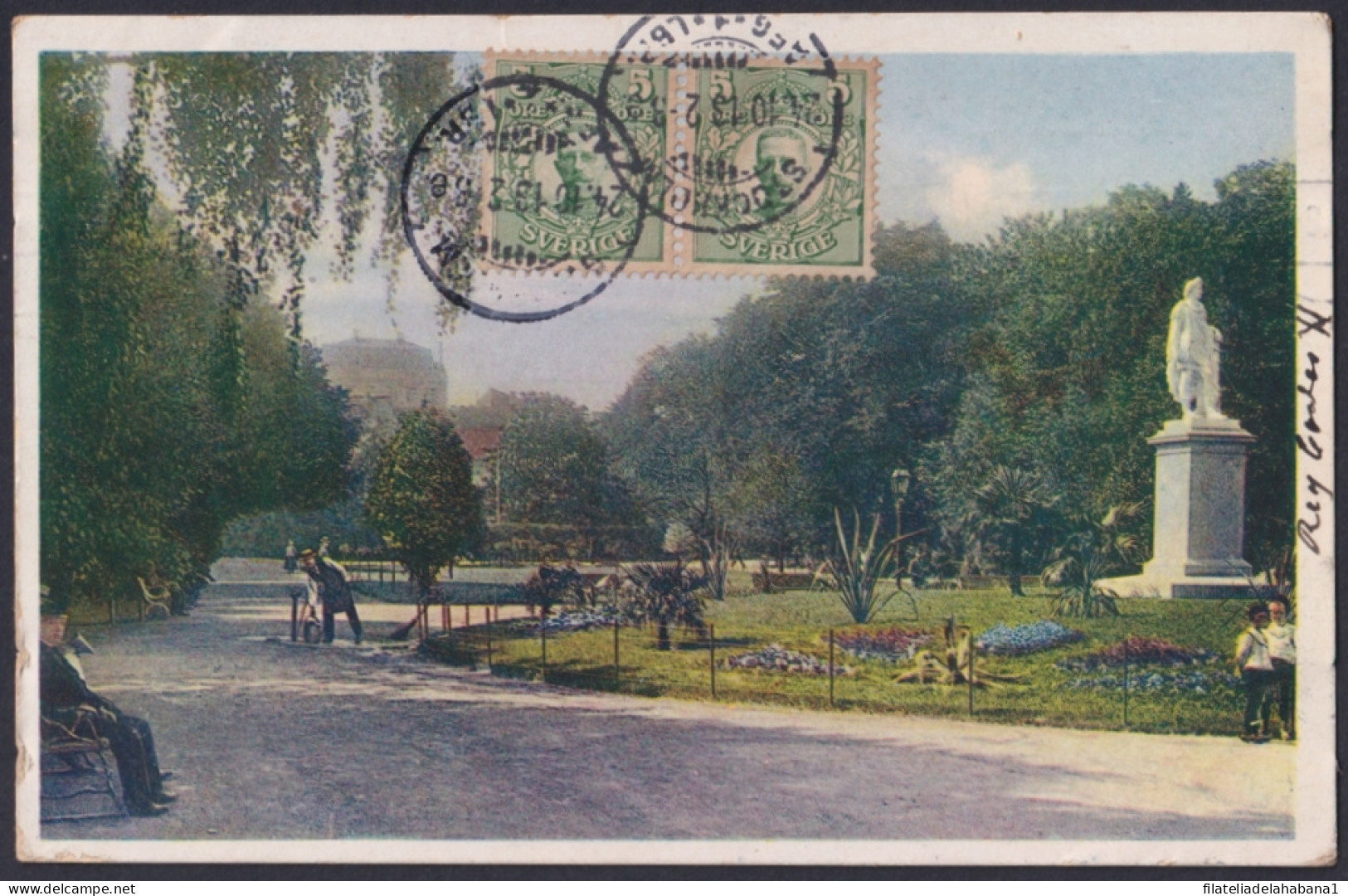 F-EX45877 SWEDEN SUEDE SVERIGE 1913 POSTCARD STOCKHOLM PARK TO BILBAO SPAIN.  - Sonstige & Ohne Zuordnung