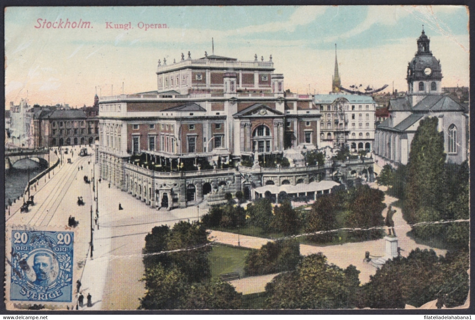 F-EX45882 SWEDEN SUEDE SVERIGE 1913 POSTCARD STOCKHOLM  OPERA BILBAO SPAIN. - Andere & Zonder Classificatie