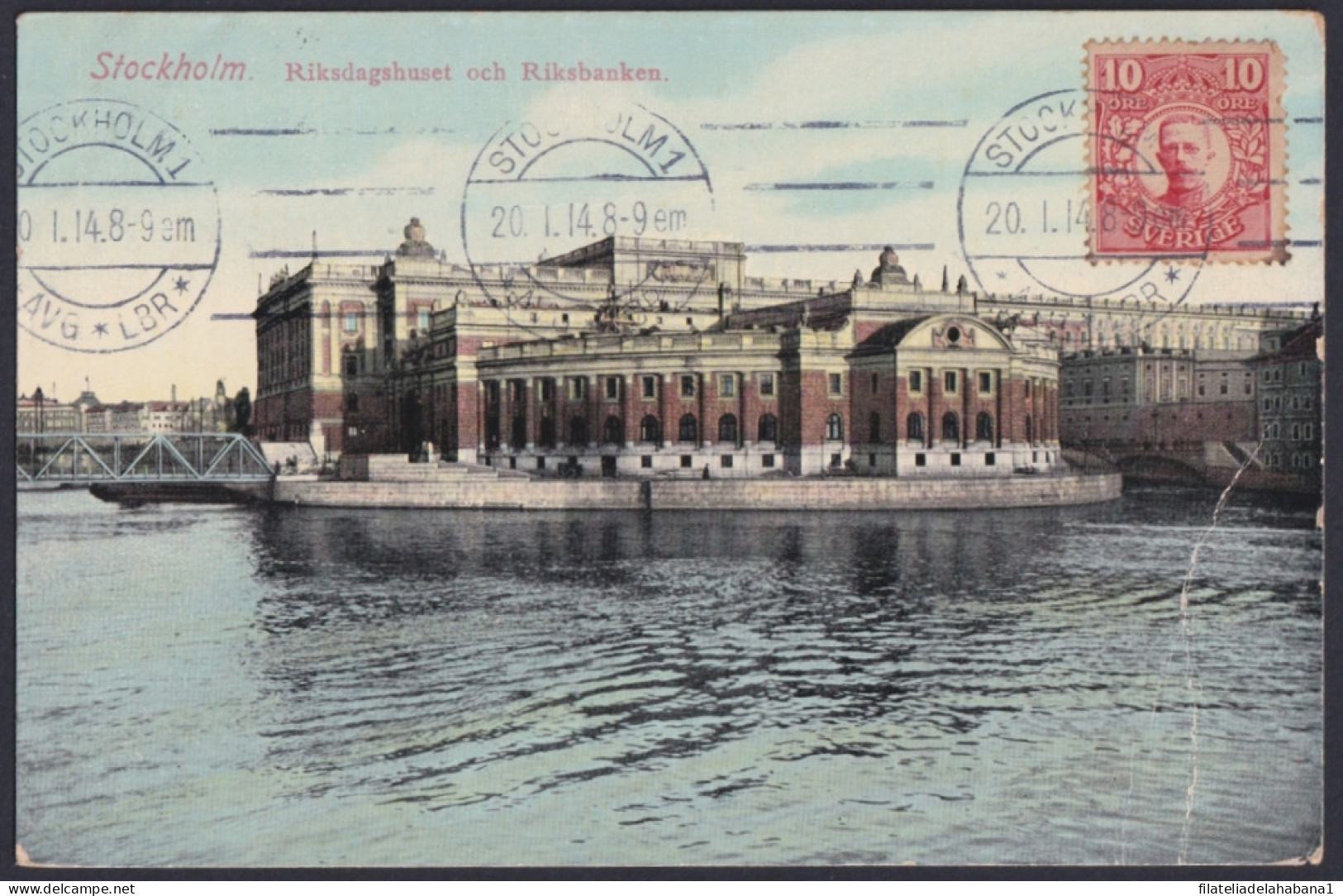 F-EX45887 SWEDEN SUEDE SVERIGE 1914 POSTCARD STOCKHOLM TO BILBAO SPAIN.  - Andere & Zonder Classificatie