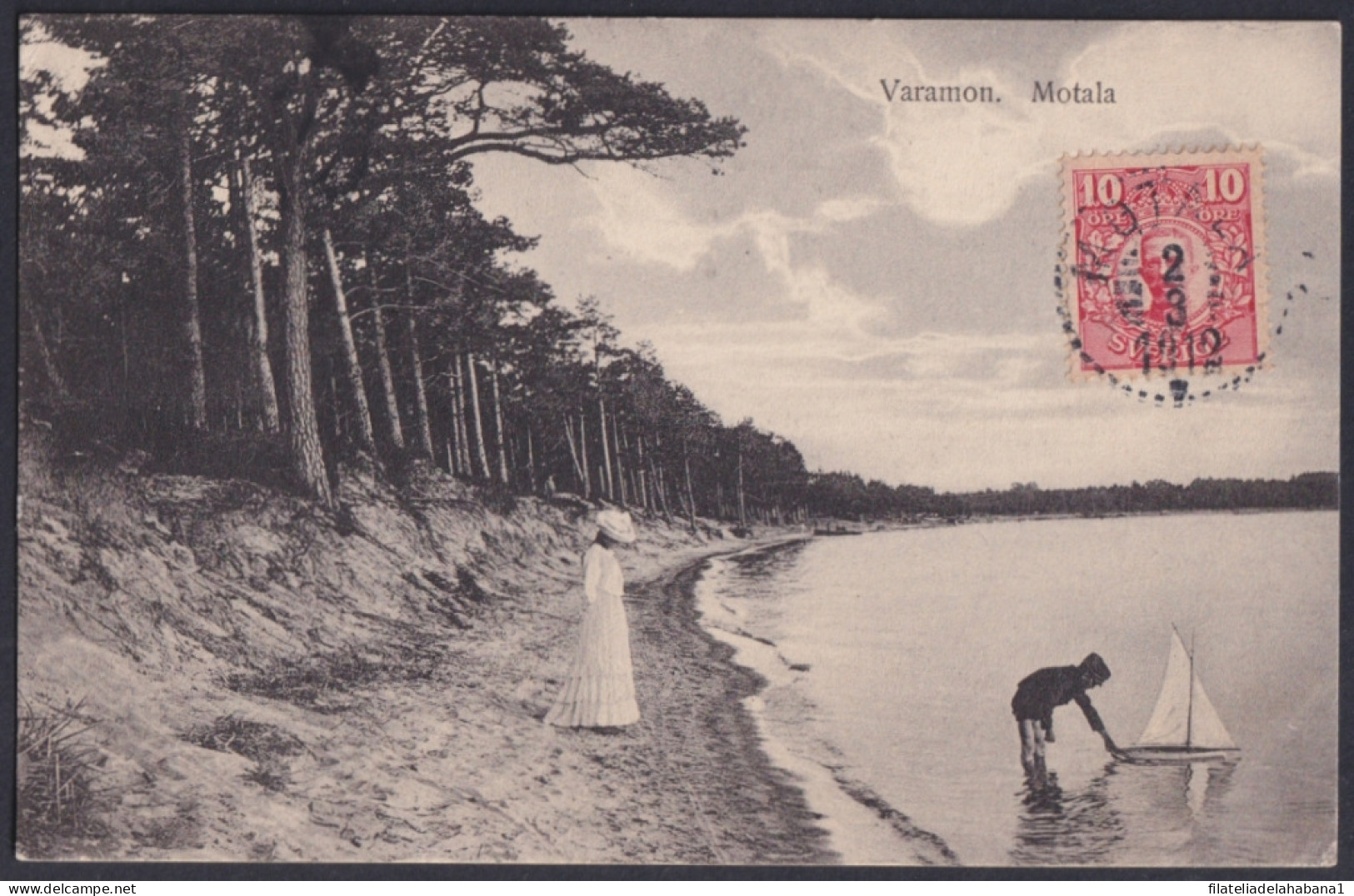 F-EX45888 SWEDEN SUEDE SVERIGE 1912 POSTCARD VARAMON MOTALA TO BILBAO SPAIN.  - Andere & Zonder Classificatie