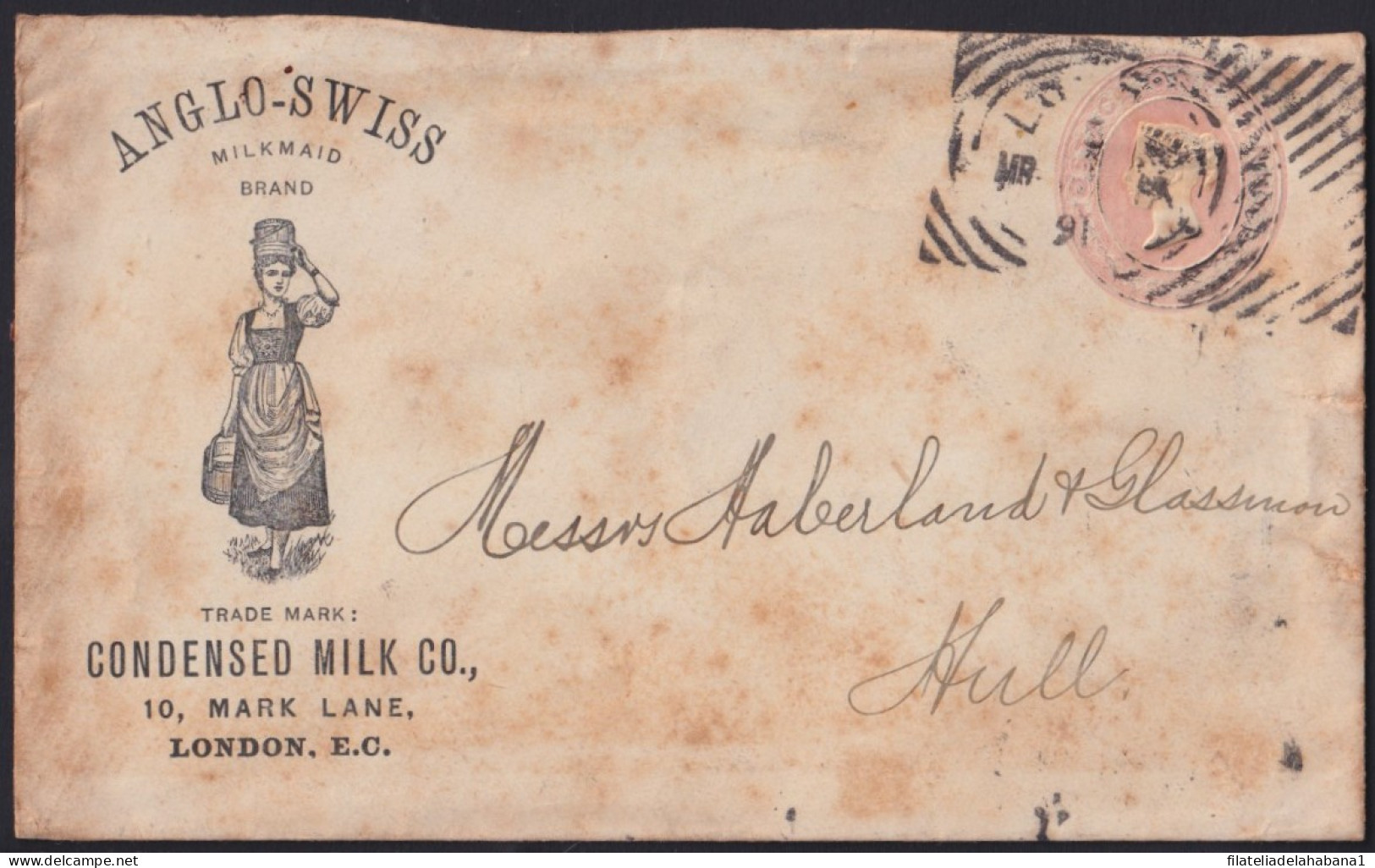 F-EX40238 ENGLAND UK GREAT BRITAIN 1891 STATIONERY ANGLO-SWISS CONDENSED MILK.  - Briefe U. Dokumente