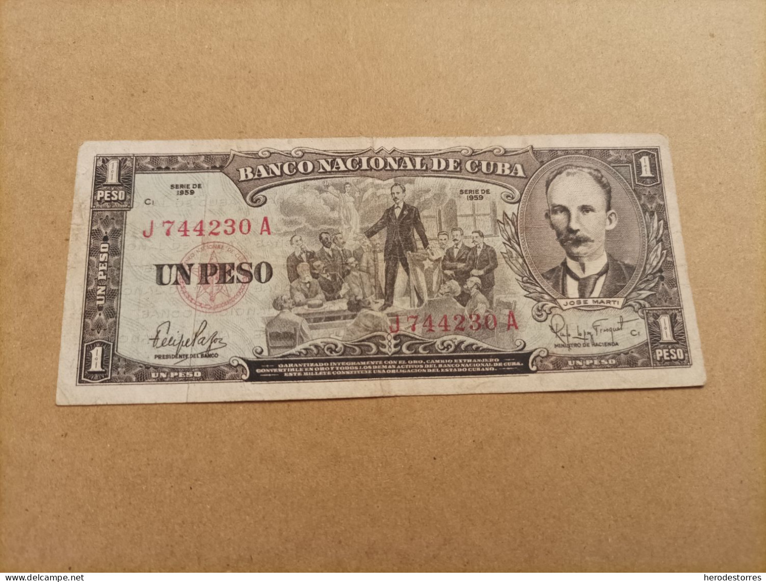 Billete De Cuba De 1 Peso Año 1959 - Cuba