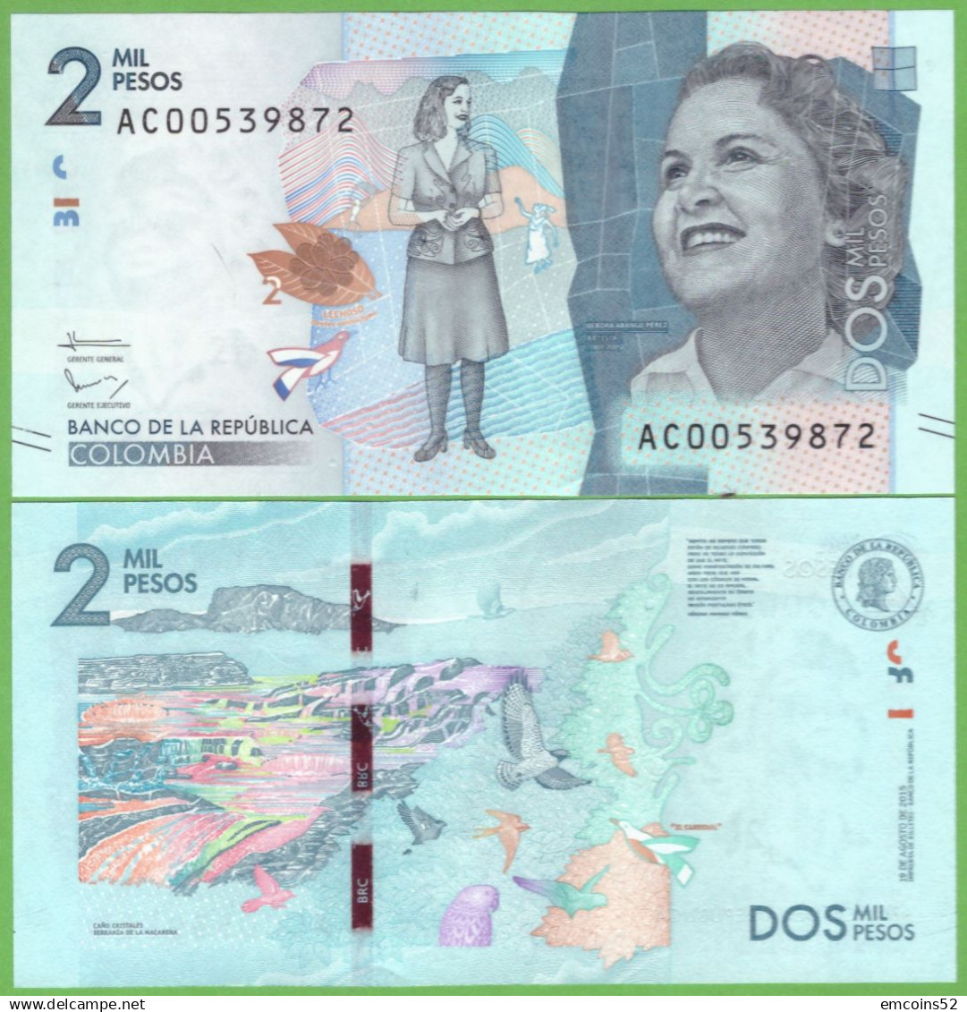 COLOMBIA 2000 PESOS 2015  P-458a  UNC - Colombia