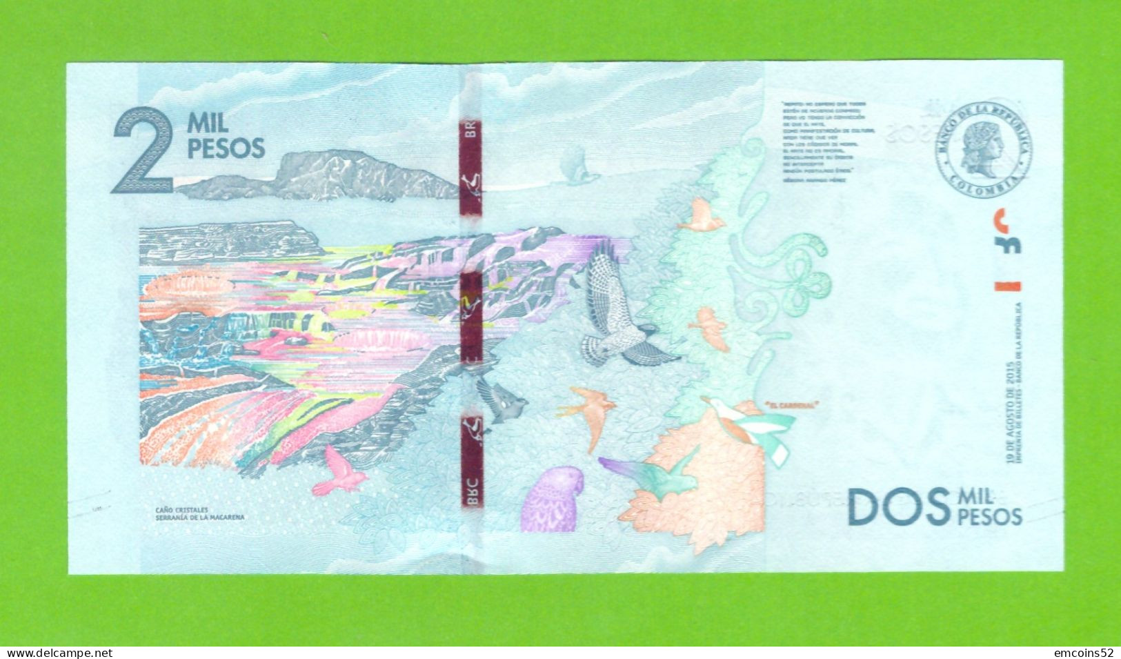 COLOMBIA 2000 PESOS 2015  P-458a  UNC - Colombia