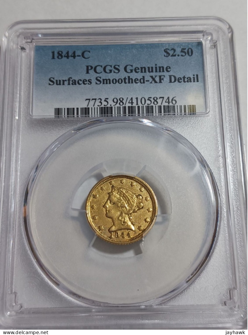 UNITED STATES GOLD COIN, QUARTER EAGLE, 1844 C, PCGS XF - Other - America