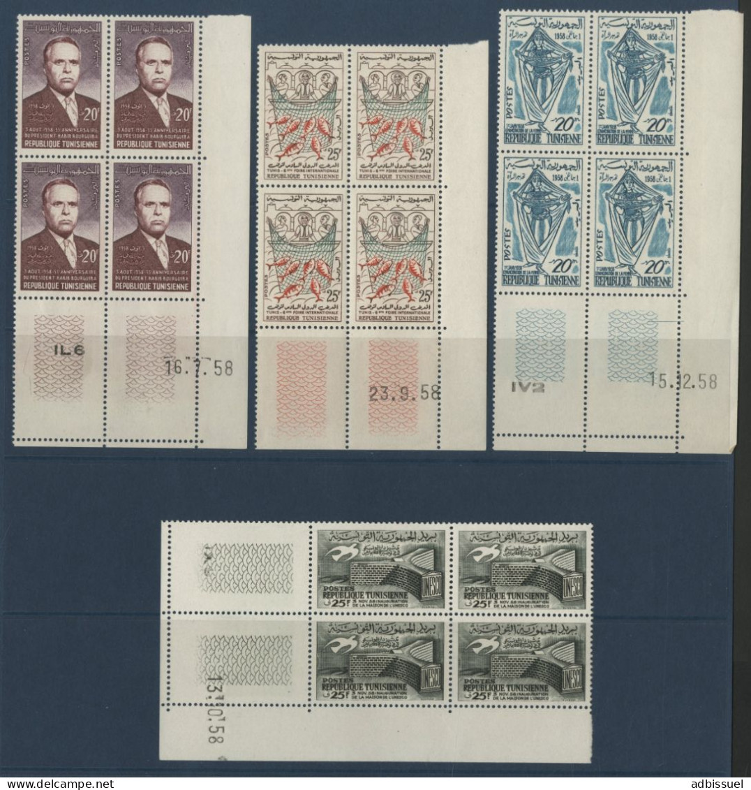 N° 462 à 465 Quatre Blocs De Quatre Neufs ** (MNH) Avec Coin Daté TB Voir Suite - Tunisia (1956-...)