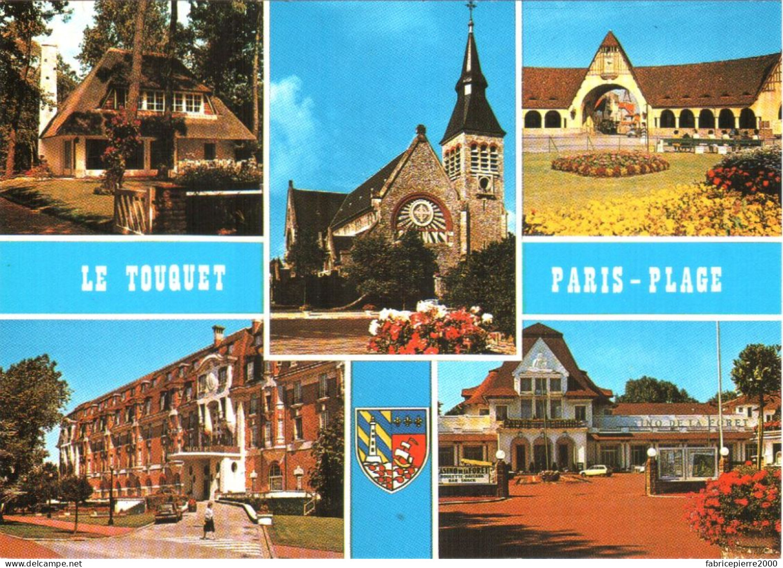 CPM 62 Le Touquet - Le Casino De La Forêt, Villa Dans Les Pins, L'église, Le Marché Couvert Et L'Hôtel Westminster TBE - Casinos