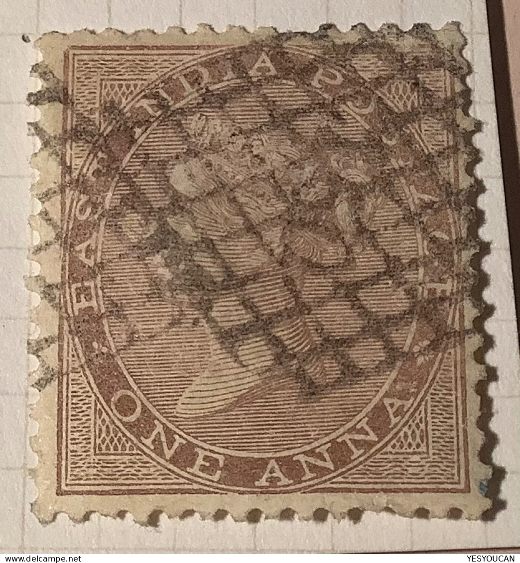 India 1865 1a RARE EXPERIMENTAL  POST PMK „150“ IN GRID Type Not Mentioned In Martin ! (Queen Victoria - 1858-79 Crown Colony