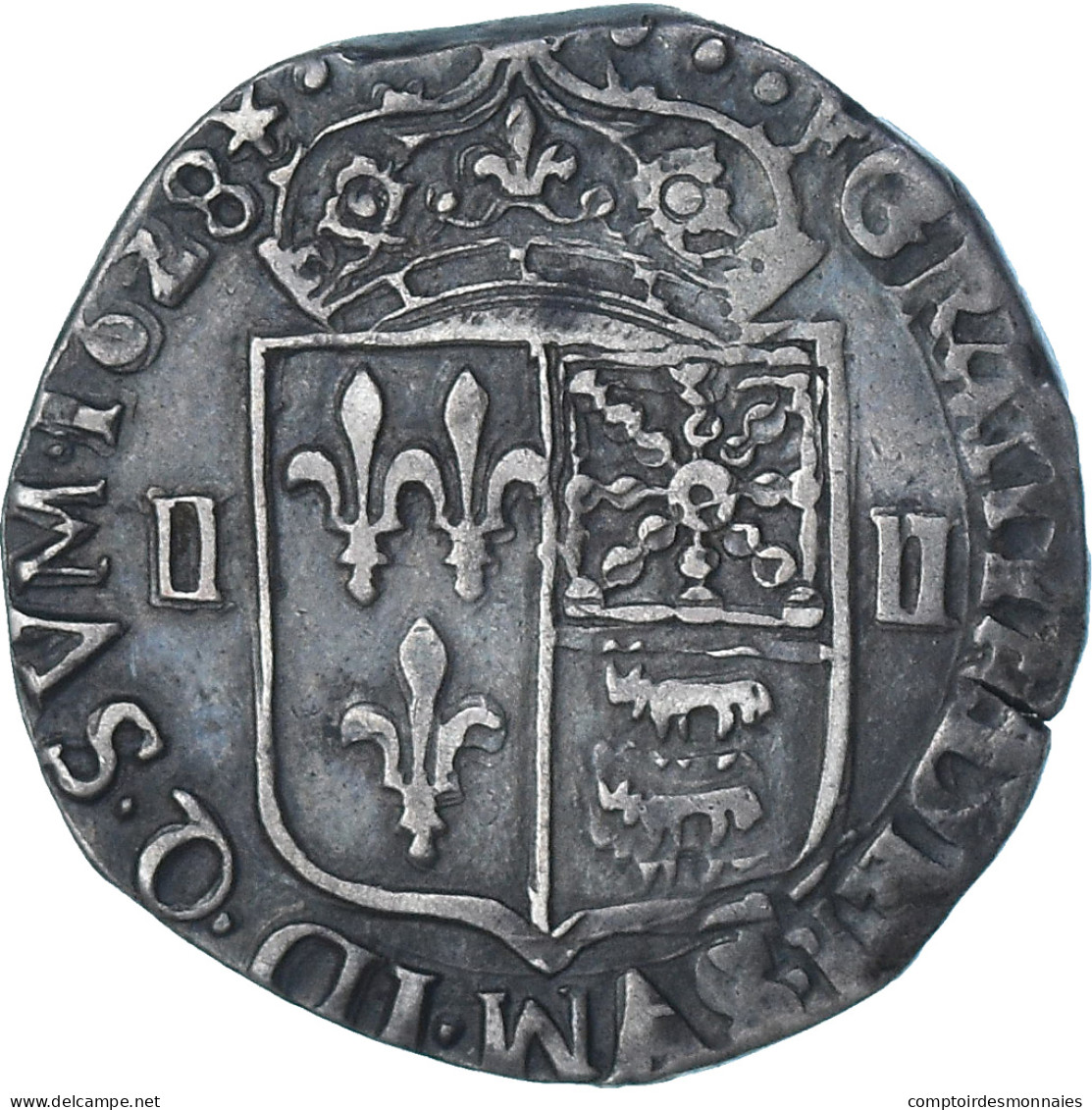 France, Louis XIII, 1/4 Ecu De Béarn, 1628, Morlaas, TTB, Argent, Gadoury:30 - 1610-1643 Lodewijk XIII Van Frankrijk De Rechtvaardige